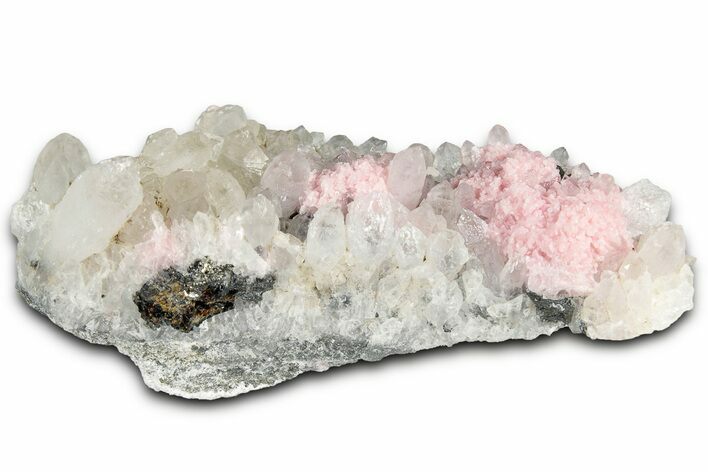 Light Pink Rhodochrosite on Quartz - Peru #358868